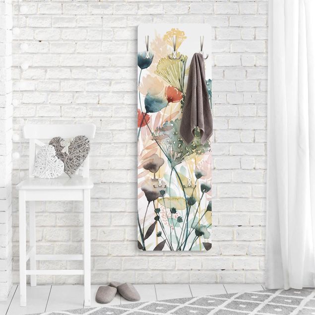 White wall mounted coat rack Wild Flowers In Summer I