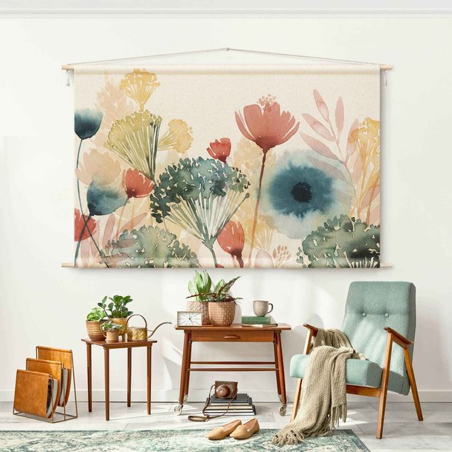 modern tapestry wall hanging Wild Flowers In Summer I