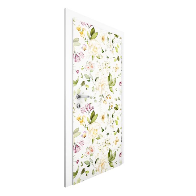 Wallpapers rose Wildflowers and White Roses Watercolour Pattern