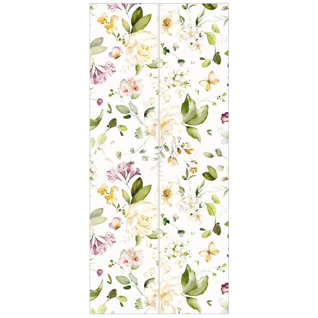 Wallpapers flower Wildflowers and White Roses Watercolour Pattern