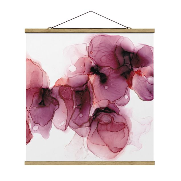 Fabric print with posters hangers Wild Flowers In Purple And Gold
