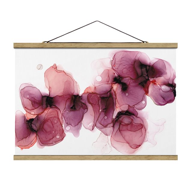Fabric print with posters hangers Wild Flowers In Purple And Gold
