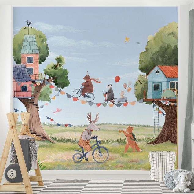 Nursery decoration Wild party between tree houses
