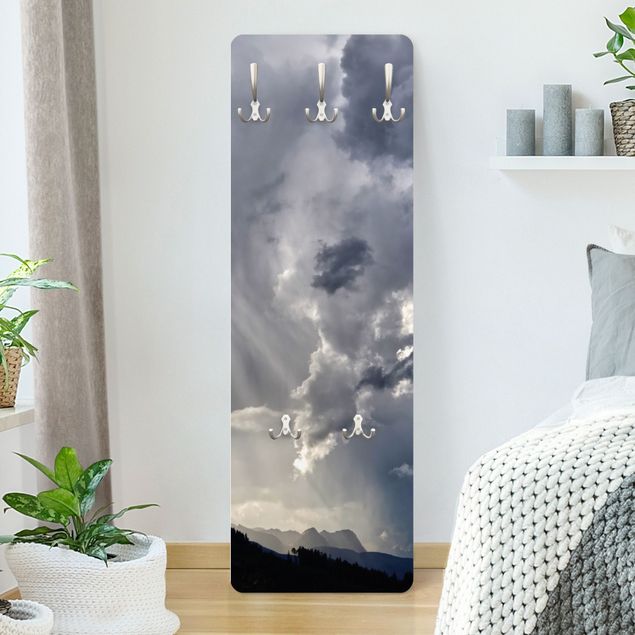 Wall mounted coat rack landscape Wild Clouds
