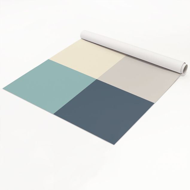 Adhesive films for furniture cabinet Cosy Colours Squares Lagoon - Cashmere Sand Pastel Turquoise Slate Blue