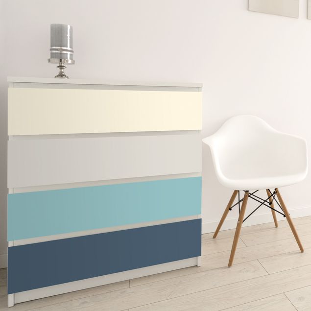Adhesive films frosted Cosy Colours Stripes Lagoon - Cashmere Sand Pastel Turquoise Slate Blue