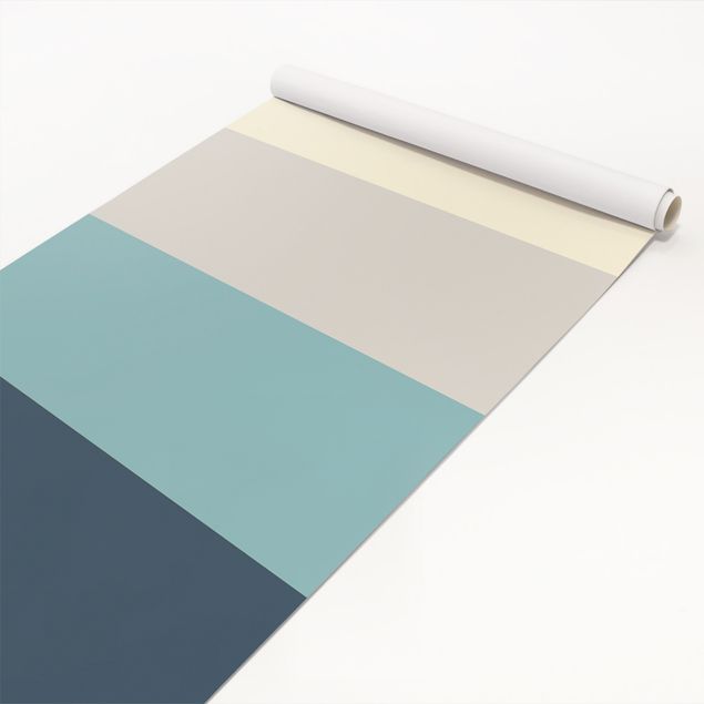Adhesive films for furniture cabinet Cosy Colours Stripes Lagoon - Cashmere Sand Pastel Turquoise Slate Blue
