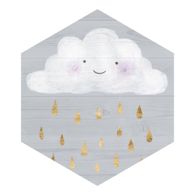 Adhesive wallpaper Cloud With Golden Raindrops