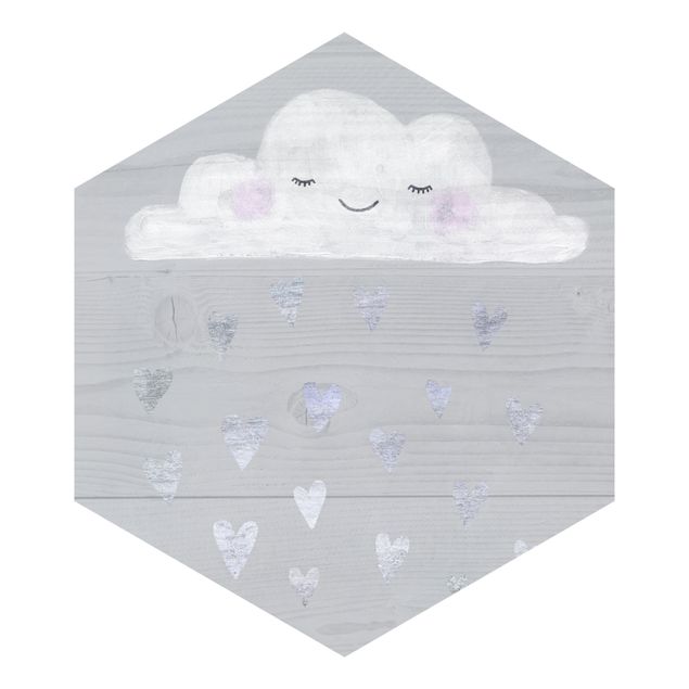 Self adhesive wallpapers Cloud With Silver Hearts
