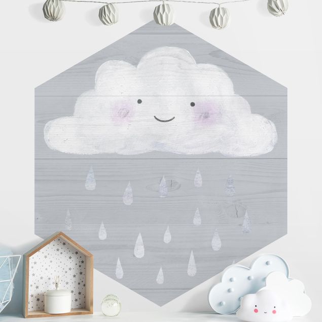 Kids room decor Cloud With Silver Raindrops