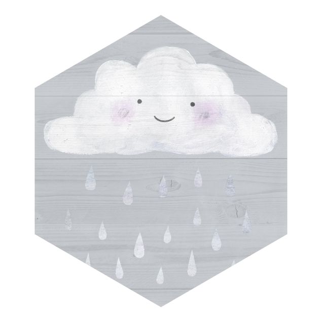 Peel and stick wallpaper Cloud With Silver Raindrops