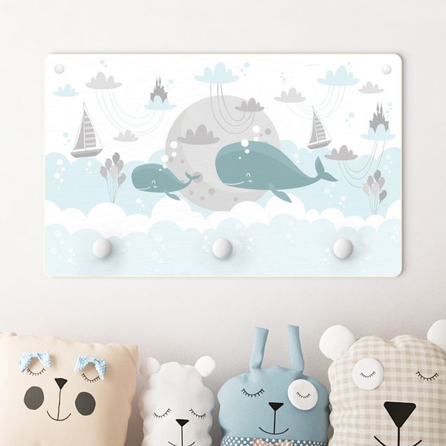 Nursery decoration Clouds With Whale And Castle