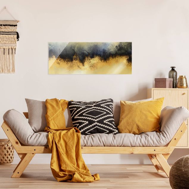 Abstract art prints Cloudy Sky With Gold