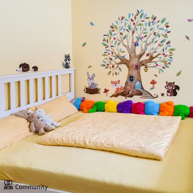Wall stickers Tree forest animals autumn