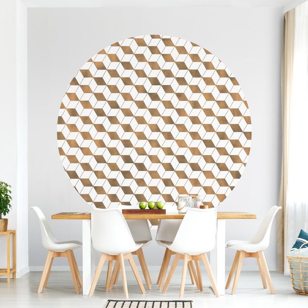 Wallpapers geometric Cube Pattern In 3D Gold