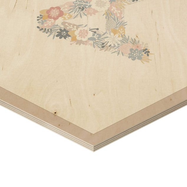 Wood prints Desired Letter Flower Pastel