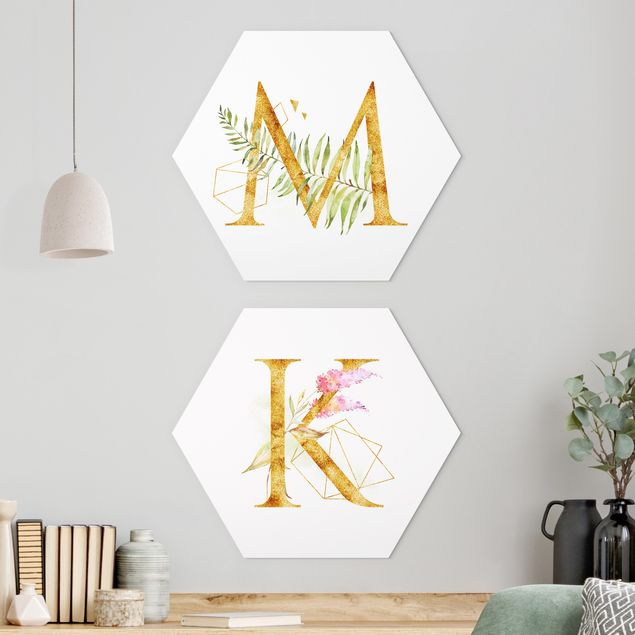 Floral canvas Desired Letter Gold