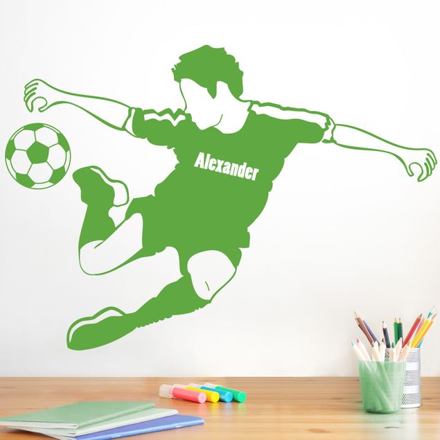 Nursery decoration Customised text soccer player kicks