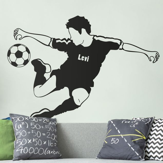 Custom text wall decals Customised text soccer player kicks
