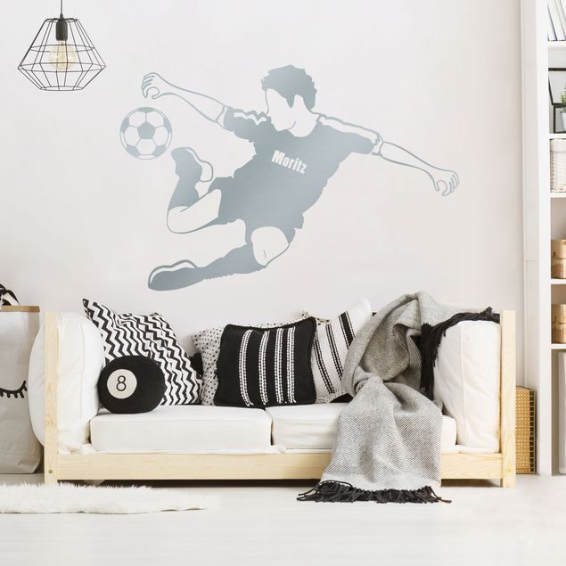 Wall stickers football Customised text soccer player kicks