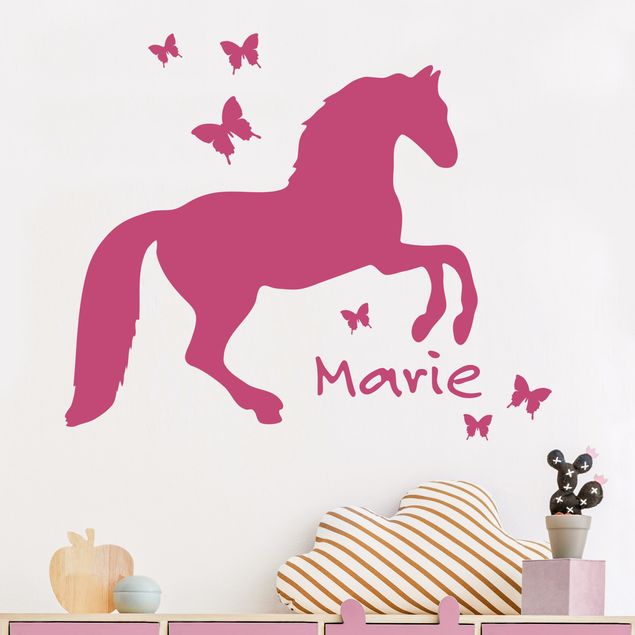 Nursery decoration Horse With Butterflies With Customised Name