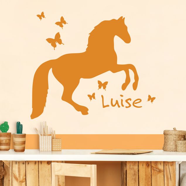 Wall stickers quotes Horse With Butterflies With Customised Name