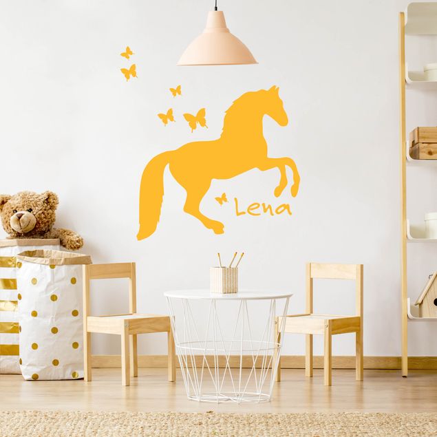 Wall stickers horse Horse With Butterflies With Customised Name