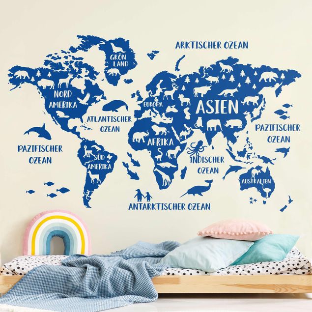 Cityscape wall stickers XXL World Map With Animals