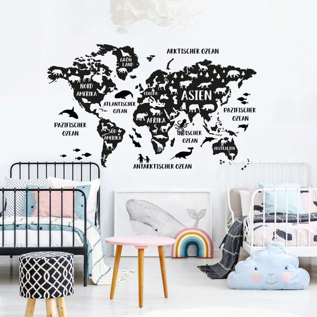 Wall stickers animals XXL World Map With Animals