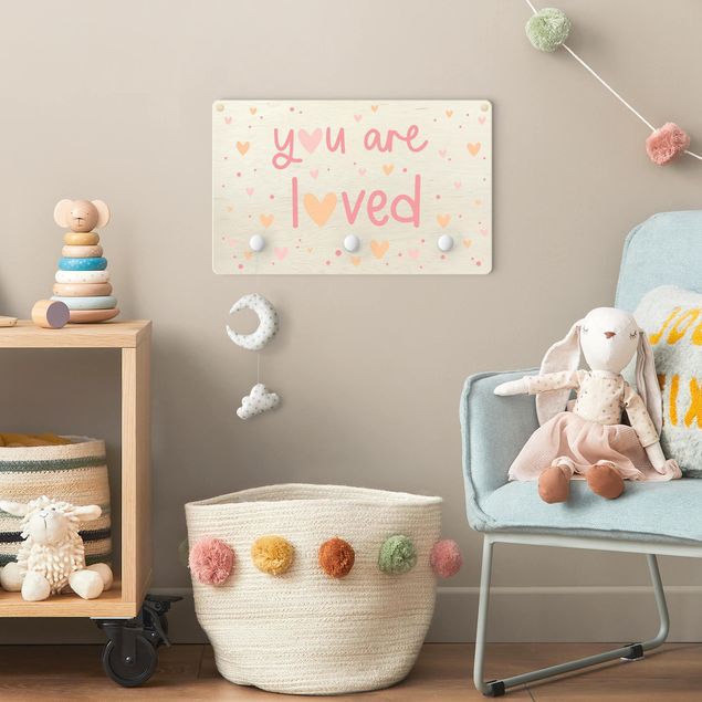 Coat rack quotes You Are Loved Heart Light Pink