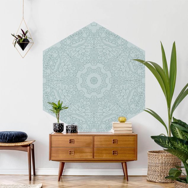 Wallpapers patterns Jagged Mandala Flower With Star In Turquoise