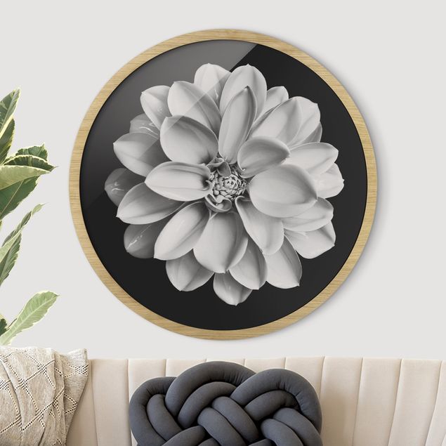 Flower print Delicate Dahlia In Black And White
