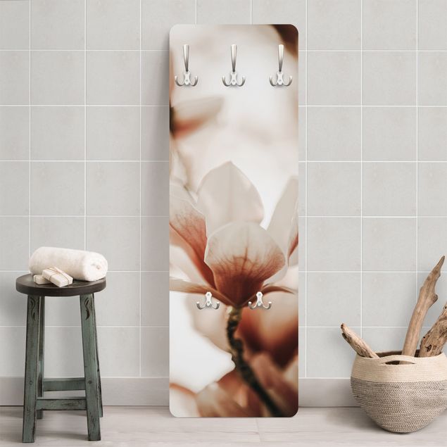 Wall mounted coat rack flower Delicate Magnolia Flowers In An Interplay Of Light And Shadows