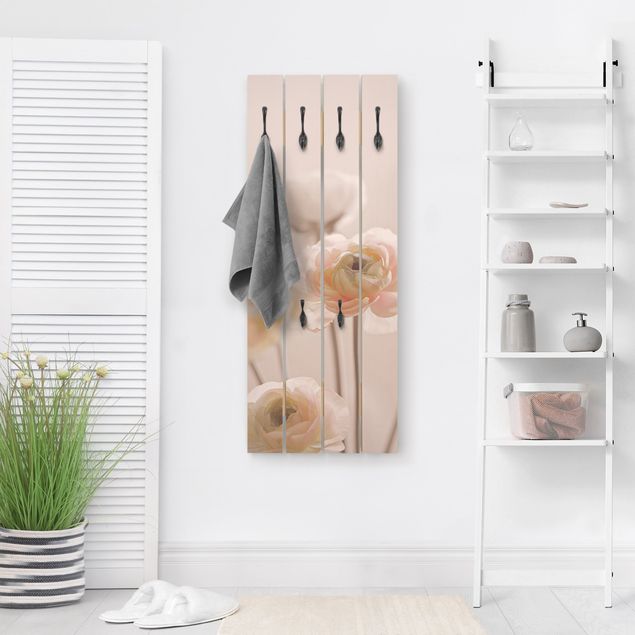 Shabby chic wall coat rack Delicate Bouquet Of Light Pink Flowers