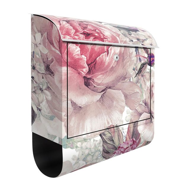 Letterboxes flower Delicate Watercolour Peony Pattern