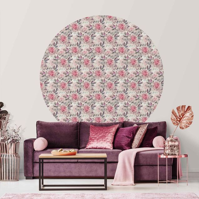 Red rose wallpaper Delicate Watercolour Peony Pattern