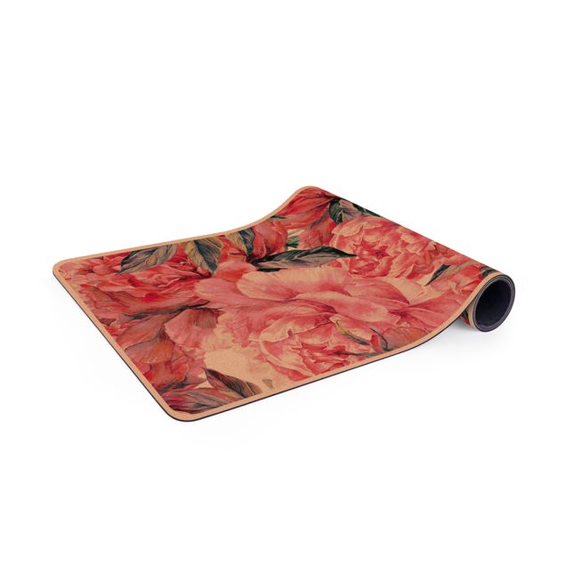 nature mats Delicate Watercolour Red Peony Pattern
