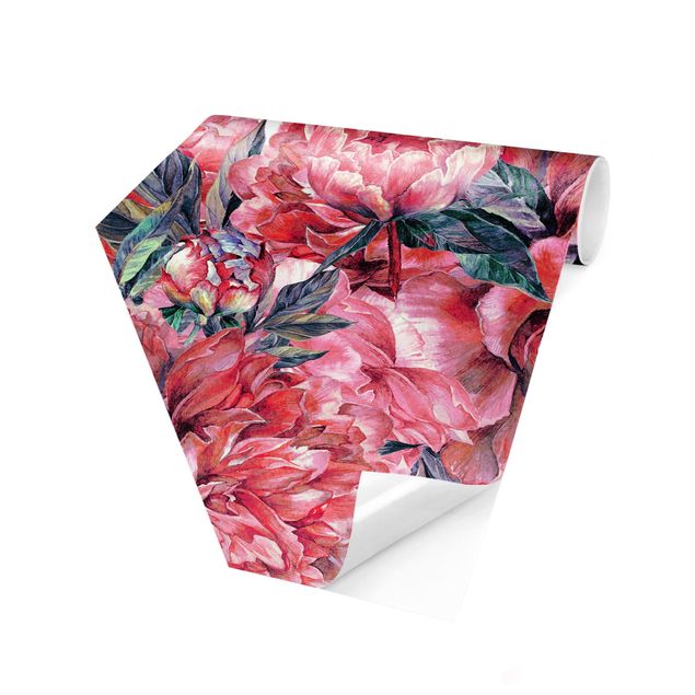 Wallpapers patterns Delicate Watercolour Red Peony Pattern
