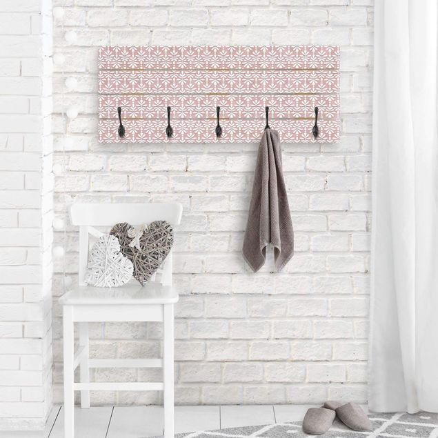 Shabby chic wall coat rack Delicate Pattern In Antique Pink