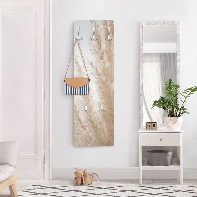 Wall mounted coat rack country Delicate Pampas Grass Close Up