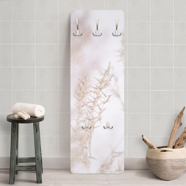 Wall mounted coat rack flower Delicate Meadow Grass Close up