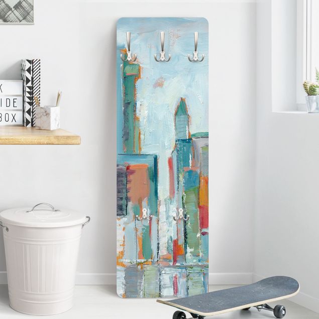 Wall mounted coat rack architecture and skylines Contemporary Downtown I
