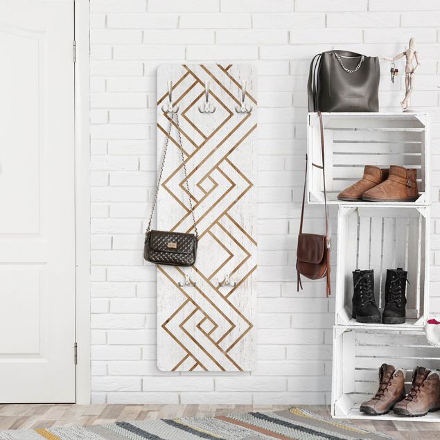 Wall mounted coat rack patterns Zigzag Pattern on Wood