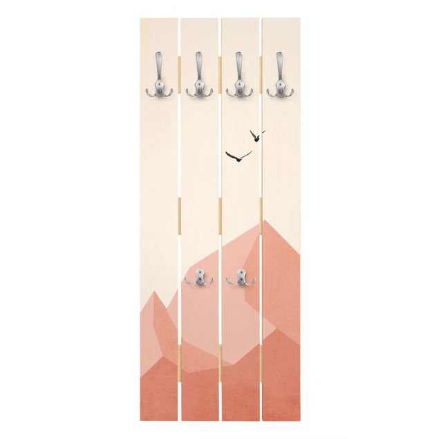 Wall mounted coat rack Zugspitze In Pink Colouration