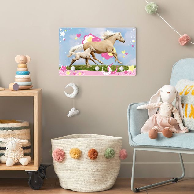 Wall mounted coat rack animals Two Galloping Horses With Stars