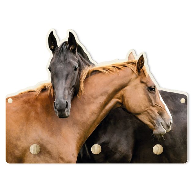 Wall coat rack Two Snuggling Horses
