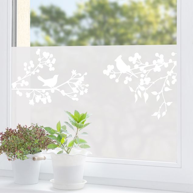 Window stickers animals Branches With Berries And Birds II