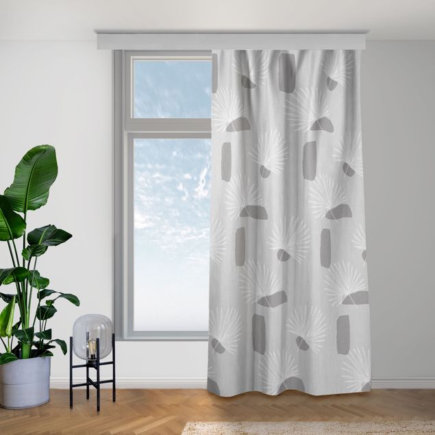 custom curtain European Fan Palm Fronds - Grey